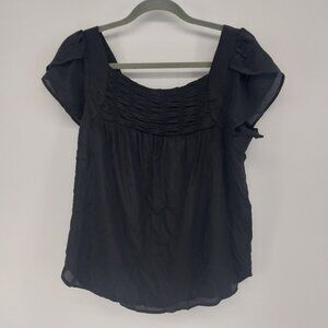 Royal Project Silk Black Short Sleeve Blouse size medium